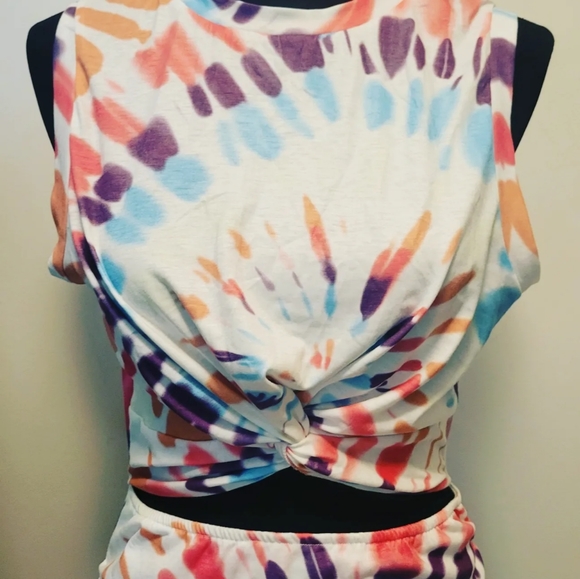 Tye dye Crop top midi dress size large - Picture 2 of 9